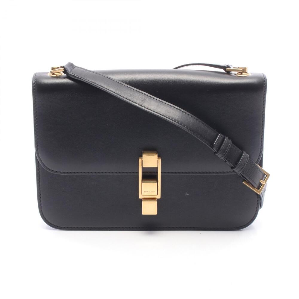 Saint Laurent Paris Carre Satchel Shoulder Bag Leather Black